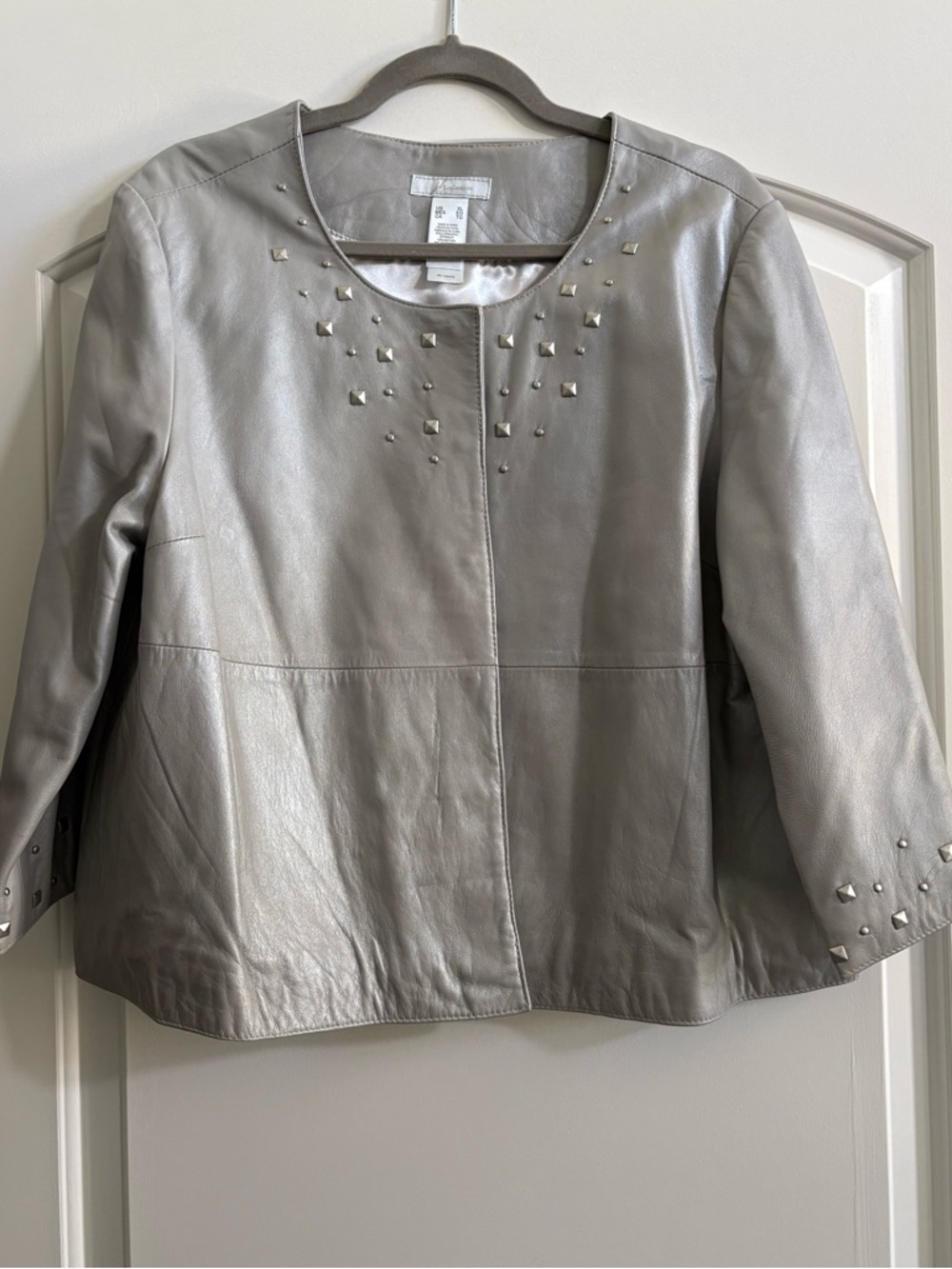 JH Collectibles Metallic Silver Studded Leather Jacket
